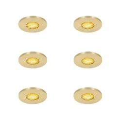 Set mit 6 modernen Badezimmer-Einbaustrahlern Gold IP54 - Shed Honey
