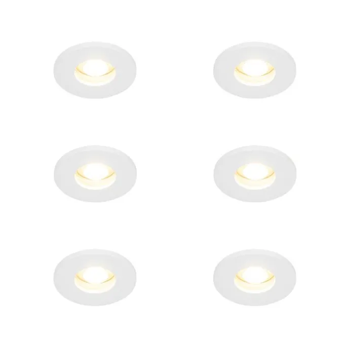 Set mit 6 modernen Badezimmer-Einbauspots weiß - Shed