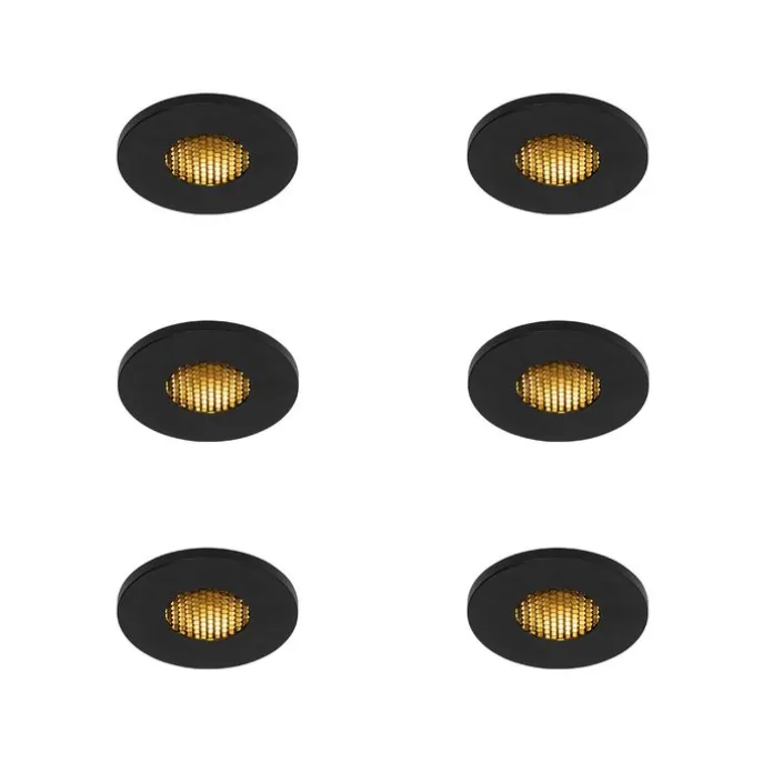Set mit 6 modernen Badezimmer-Einbaustrahlern schwarz IP54 - Shed Honey