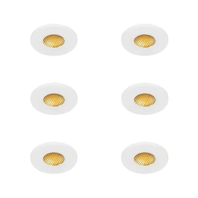 Set mit 6 modernen Badezimmer-Einbaustrahlern Weiß IP54 - Shed Honey