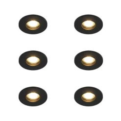 Set mit 6 modernen Badezimmer-Einbaustrahlern schwarz - Shed