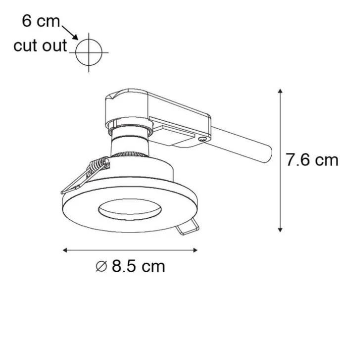 Set mit 6 modernen Badezimmer-Einbaustrahlern schwarz - Shed