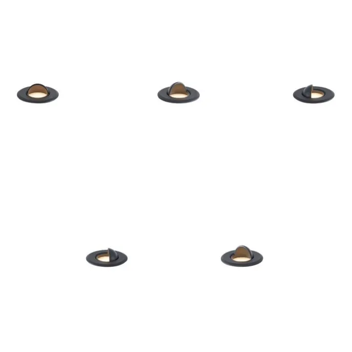 Set mit 5 modernen Bodeneinbaustrahlern schwarz inkl. LED IP67 - Linsey