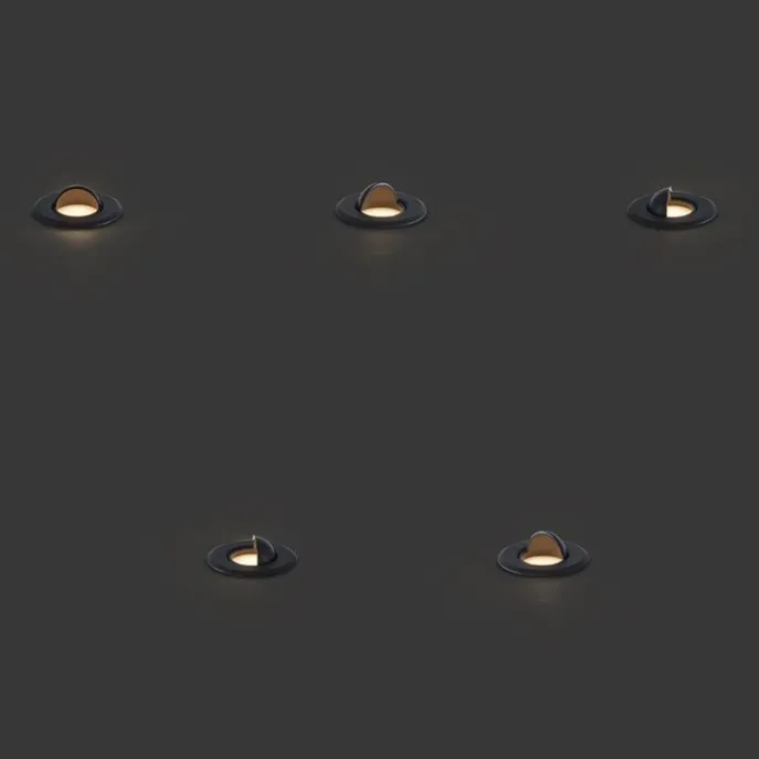 Set mit 5 modernen Bodeneinbaustrahlern schwarz inkl. LED IP67 - Linsey