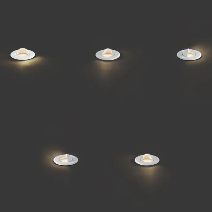 Set mit 5 modernen Bodeneinbaustrahlern weiß inkl. LED IP67 - Linsey