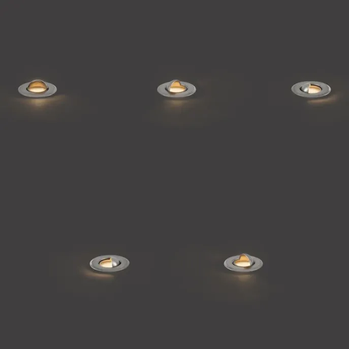 Set mit 5 modernen Bodeneinbaustrahlern Aluminium inkl. LED IP67 - Linsey