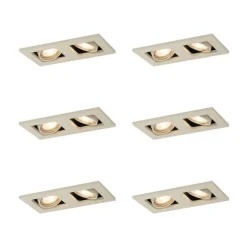 Set mit 6 modernen Einbaustrahlern Beige GU10 50mm Verstellbar 2-Lichter - Qure