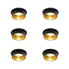 Set mit 6 modernen Einbauspots schwarz mit goldener Innenseite - Insta