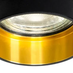 Set mit 6 modernen Einbauspots schwarz mit goldener Innenseite - Insta