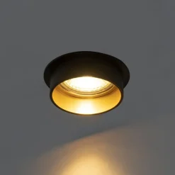 Set mit 6 modernen Einbauspots schwarz mit goldener Innenseite - Insta