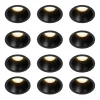 Set mit 12 modernen Einbaustrahlern schwarz GU10 35mm IP44 - Dept