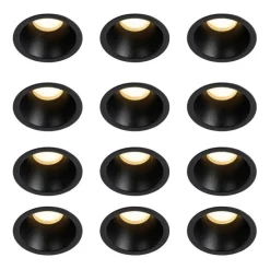 Set mit 12 modernen Einbaustrahlern schwarz GU10 35mm IP44 - Dept