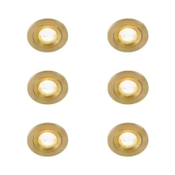 Set mit 6 modernen Einbaustrahlern Gold Rund IP44 - Xena