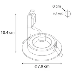 Set mit 6 modernen Einbaustrahlern Gold Rund IP44 - Xena