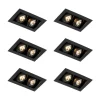 Set mit 6 modernen Einbaustrahlern Schwarz 2-flammig Verstellbar - Oneon 70