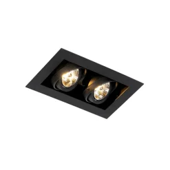 Set mit 6 modernen Einbaustrahlern Schwarz 2-flammig Verstellbar - Oneon 70