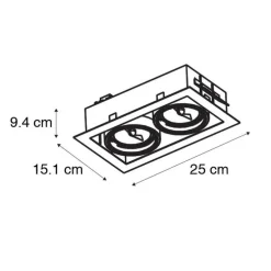Set mit 6 modernen Einbaustrahlern Schwarz 2-flammig Verstellbar - Oneon 70