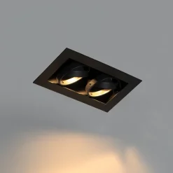 Set mit 6 modernen Einbaustrahlern Schwarz 2-flammig Verstellbar - Oneon 70