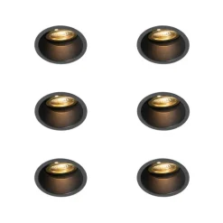 Set mit 6 modernen Einbaustrahlern schwarz mit Gold, dreh- und schwenkbar - Alloy