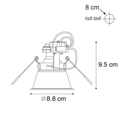 Set mit 6 modernen Einbaustrahlern schwarz mit Gold, dreh- und schwenkbar - Alloy
