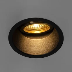 Set mit 6 modernen Einbaustrahlern schwarz mit Gold, dreh- und schwenkbar - Alloy