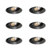 Set mit 6 modernen Einbaustrahlern schwarz GU10 AR70 rund randlos - Oneon