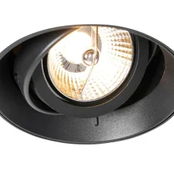 Set mit 6 modernen Einbaustrahlern schwarz GU10 AR70 rund randlos - Oneon