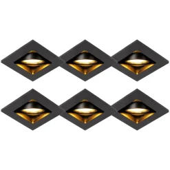 Set mit 6 modernen Einbaustrahlern schwarz verstellbar - Qure