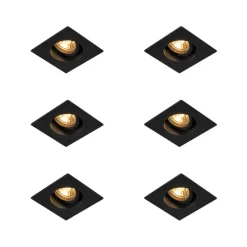 Set mit 6 modernen Einbaustrahlern schwarz 9,3 cm dreh- und schwenkbar - Chuck