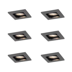 Set mit 6 modernen Einbaustrahlern Gunmetal GU10 50mm Rund Kippbar - Qure