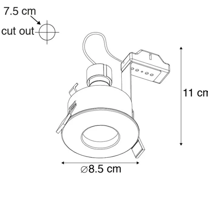 Set mit 6 modernen Einbauspots schwarz IP44 - Gap