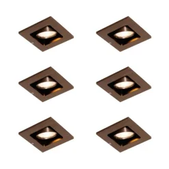 Set mit 6 modernen Einbaustrahlern Dunkelbronze Verstellbar - Qure