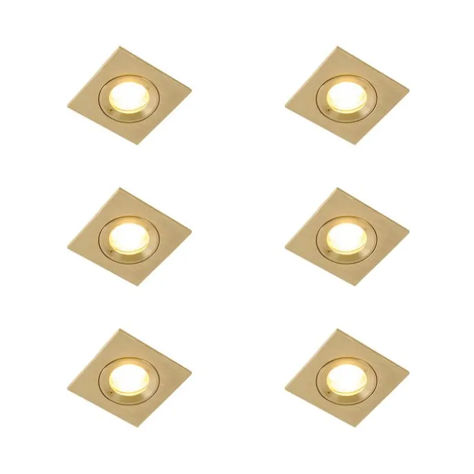 Set mit 6 modernen Einbaustrahlern Gold Quadratisch IP44 - Xena