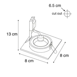 Set mit 6 modernen Einbaustrahlern Gold Quadratisch IP44 - Xena