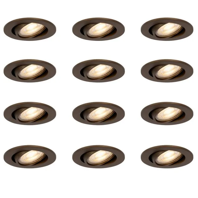 Set mit 12 modernen, schwenkbaren Einbaustrahlern Dunkelbronze - Cisco