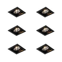 Set mit 6 Moderner Einbau Spot schwarz 18 cm verstellbar - Artemis 111