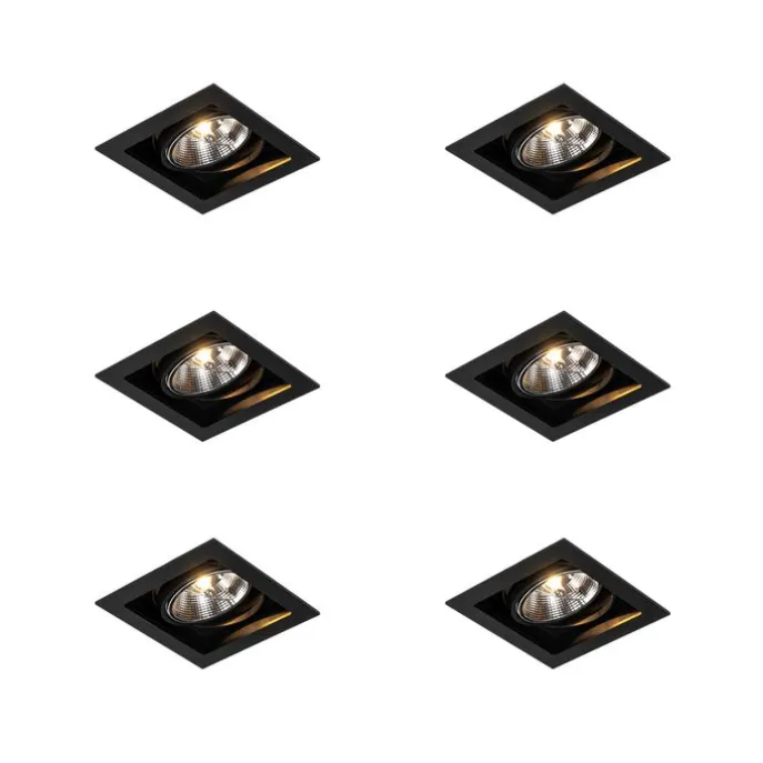 Set mit 6 Moderner Einbau Spot schwarz 18 cm verstellbar - Artemis 111