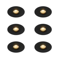 Set mit 6 Moderner Einbaustrahler schwarz 12 cm - Buco