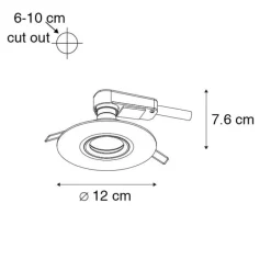 Set mit 6 Moderner Einbaustrahler weiß 12 cm - Buco
