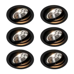 Set mit 6 Modernes versenktes Spotschwarz verstellbar - Chuck 111