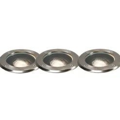 Set mit 3 Outdoor-Bodenstrahlern aus Stahl verstellbar IP65 - Delux