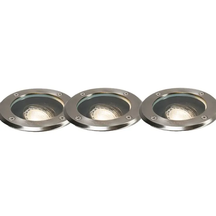 Set mit 3 Outdoor-Bodenstrahlern aus Stahl verstellbar IP65 - Delux