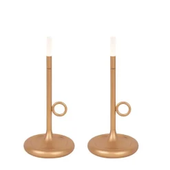 Set mit 2 Outdoor-Tischlampen gold mit Dimmer wiederaufladbar - Sjarel