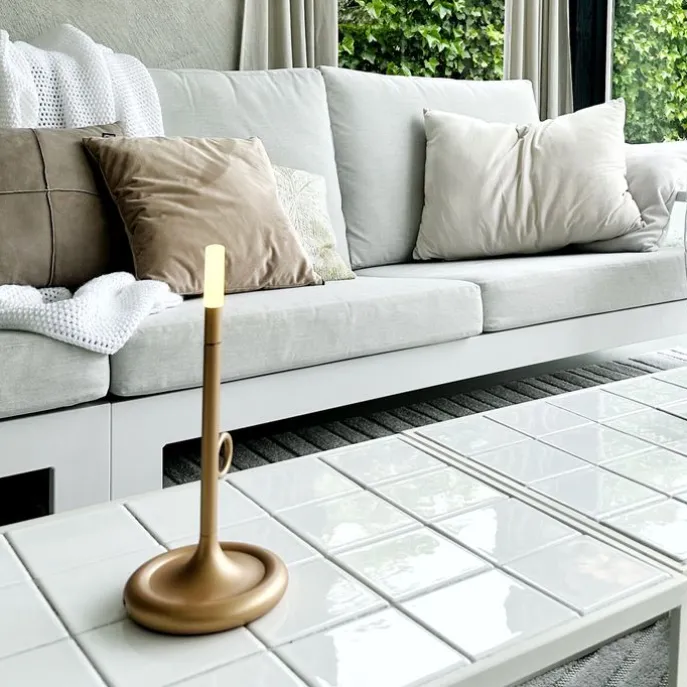 Set mit 2 Outdoor-Tischlampen gold mit Dimmer wiederaufladbar - Sjarel