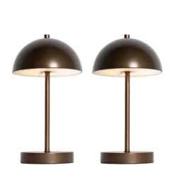 Set mit 2 Outdoor-Tischleuchten Pilz Dunkelbronze Wiederaufladbar - Keira