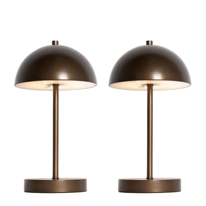 Set mit 2 Outdoor-Tischleuchten Pilz Dunkelbronze Wiederaufladbar - Keira
