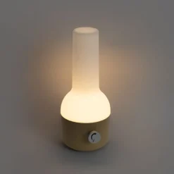 Set mit 2 Outdoor-Tischleuchten Gold mit Weiß inkl. wiederaufladbarem LED - Haard