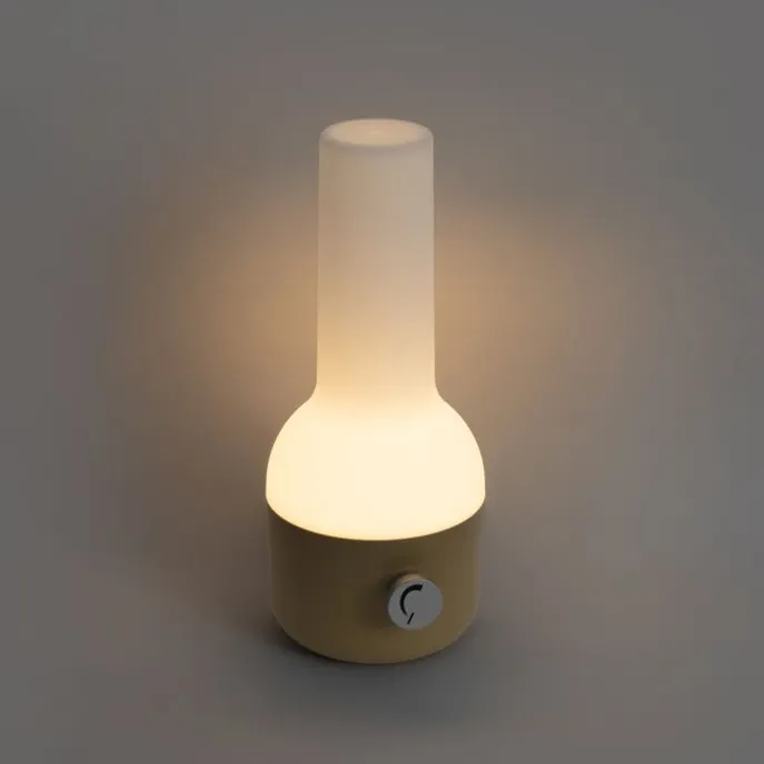 Set mit 2 Outdoor-Tischleuchten Gold mit Weiß inkl. wiederaufladbarem LED - Haard