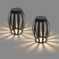 Set mit 2 Outdoor-Tischleuchten schwarz 3-stufig dimmbar Solar & wiederaufladbar - Sheldon