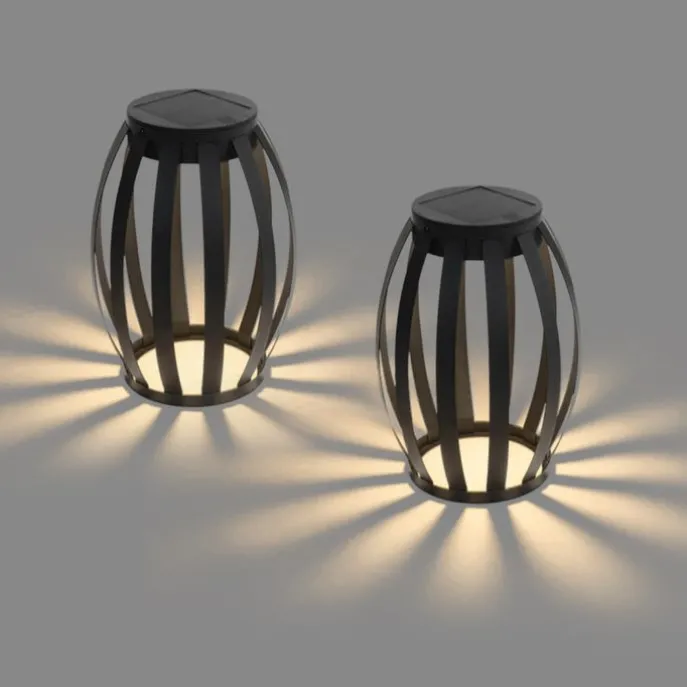 Set mit 2 Outdoor-Tischleuchten schwarz 3-stufig dimmbar Solar & wiederaufladbar - Sheldon